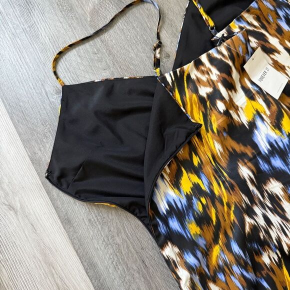Forever 21 Animal Print Slip Dress NEW Black Blue Tan - Picture 6 of 12